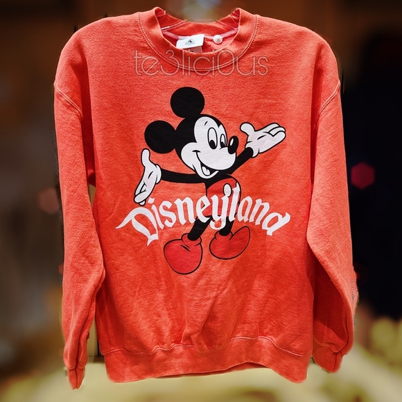 DISNEYLAND ORANGE CORAL RETRO MICKEY SWEATER - Picture 2 of 6
